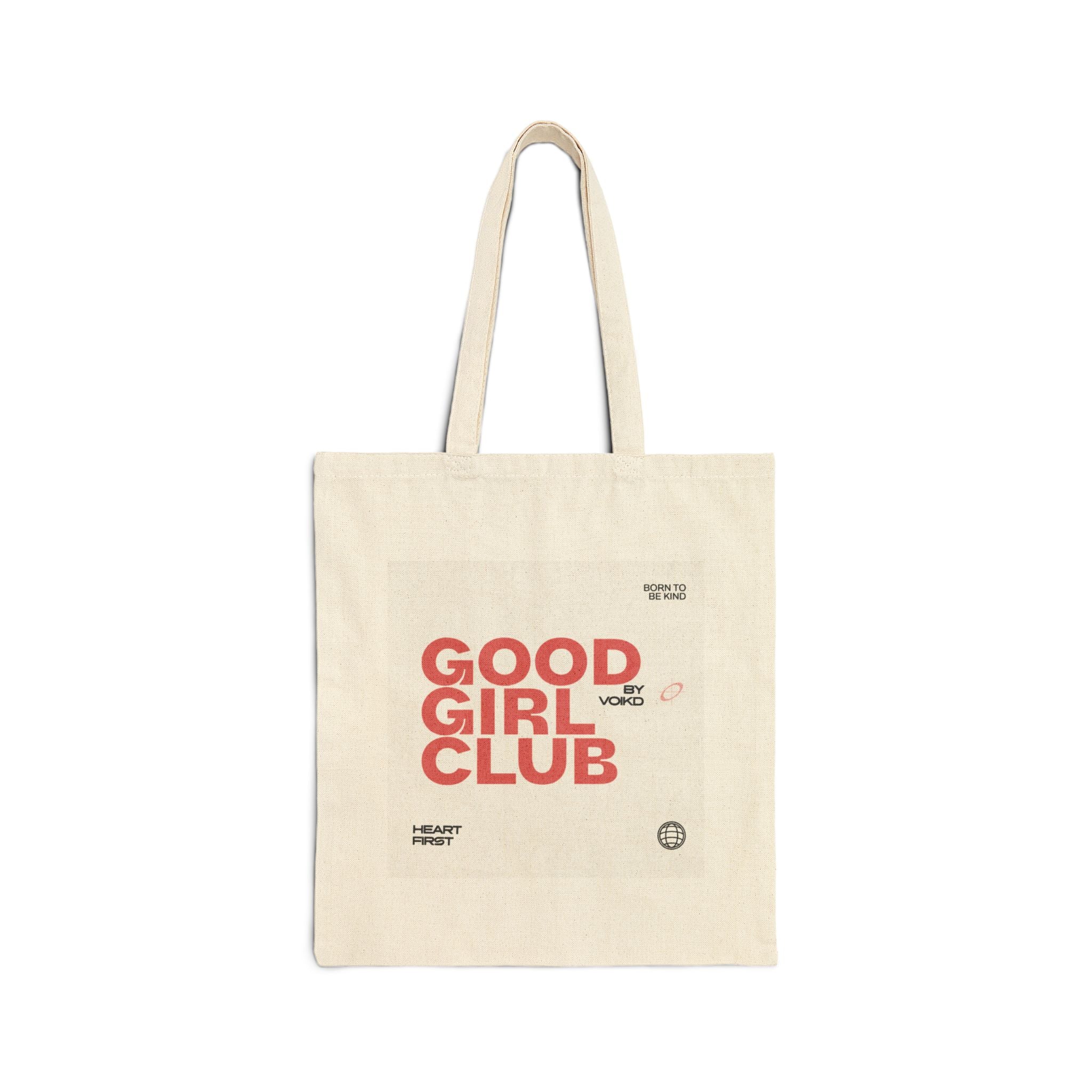 Good Girl Club Canvas Tote Bag by Voikd | Retro Typography Cotton Market Tote