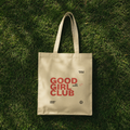 Good Girl Club Canvas Tote Bag by Voikd | Retro Typography Cotton Market Tote