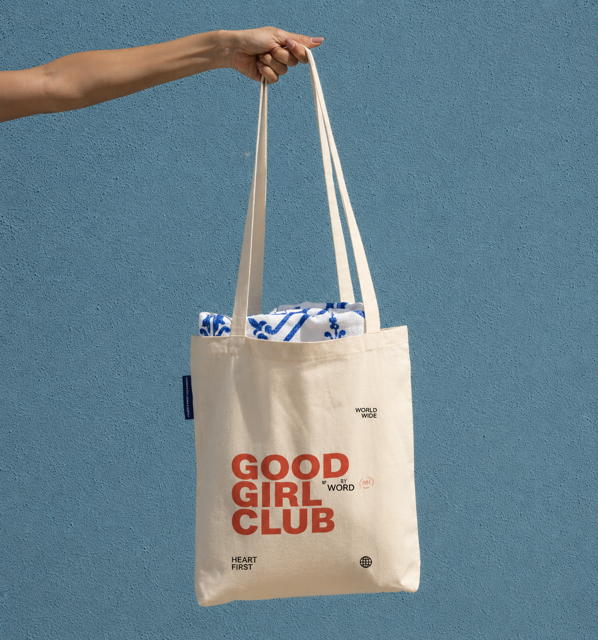 Good Girl Club Canvas Tote Bag by Voikd | Retro Typography Cotton Market Tote